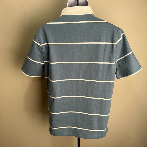 NWT Madewell Men's blue & white striped short sleeve Rugby polo shirt Small S - Picture 4 of 5